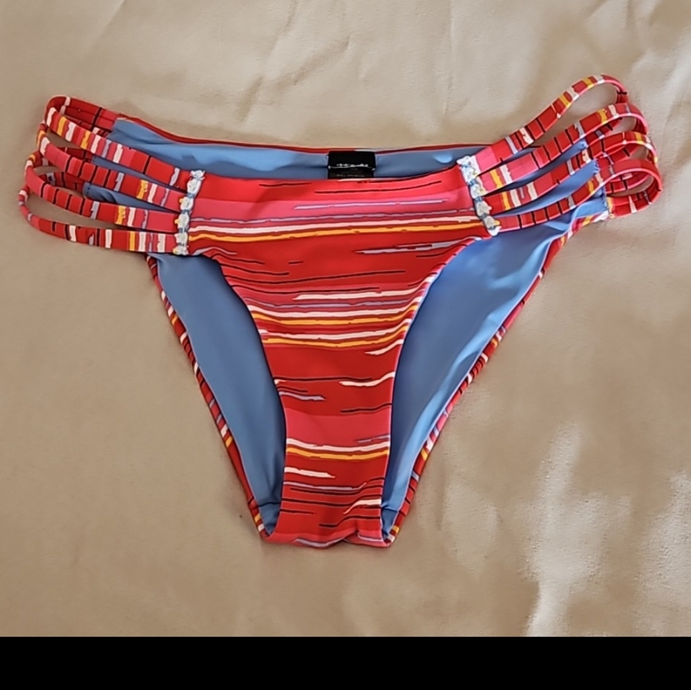 Dolce Vita Bikini Bottom Cheeky Womens XS Stripes Orange Pink Blue Black Yellow